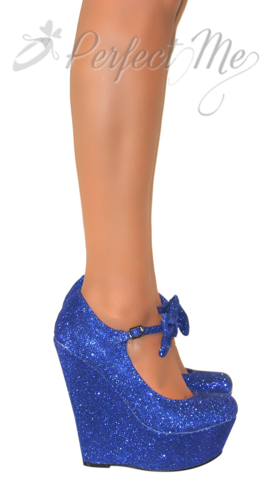 LADIES MARY JANE BOW HIGH WEDGE HEELS SHOE PLATFORM STRAPPY SUMMER